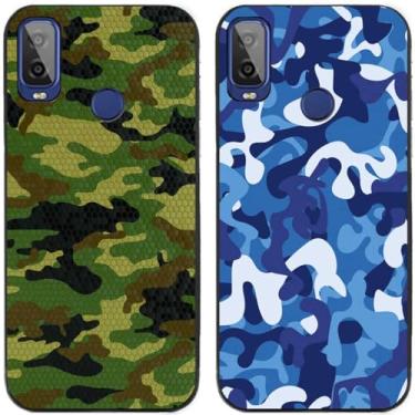 Imagem de 2 peças de capa de telefone traseira de silicone em gel TPU impresso camuflagem legal para Alcatel Series (Alcatel 1L 2021)