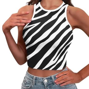 Imagem de Eheartsgir Regatas femininas sem mangas confortáveis verão frente única cropped camiseta elástica, Listra de ze, XXG