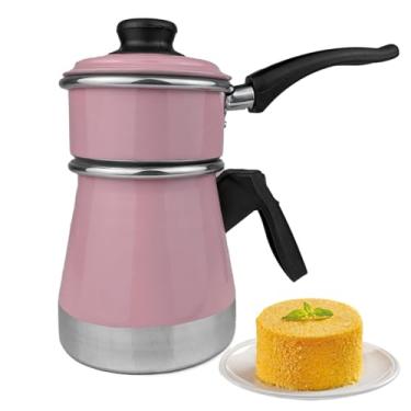 Imagem de Cuscuzeiro Duplex a Vapor Porção Individual Mini Cuscuzeira Dupla com Tampa Faz Cuscuz e Legumes (Rosa)