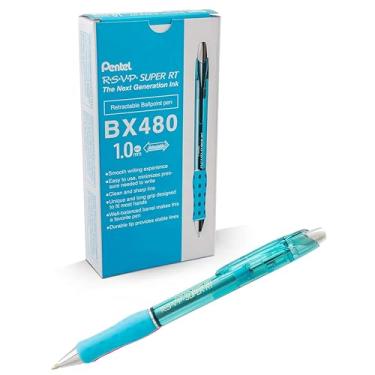 Imagem de Pentel Caneta esferográfica RSVP Super RT, (1,0 mm) linha média, tinta azul celeste, caixa com 12 (BX480-S)