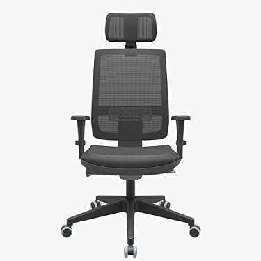 Imagem de PLAXMETAL, Cadeira Escritório Presidente Brizza Plaxmetal Autocompensador Slider Braço 3D Piramidal Vinil Apoio Cabeça Preta