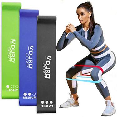 Imagem de Aduro Conjunto de faixas de resistência esportiva para exercícios, conjunto de alças para exercícios, feminino, masculino, perna tipo bota, 3X Níveis de resistência – Leve, médio e pesado