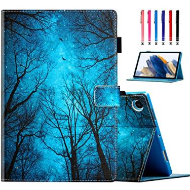 Imagem de MonsDirect Capa para Samsung Galaxy Tab A8 2022 de 10,5 polegadas, capa de couro PU com suporte, Smart Auto Sleep Wake com suporte para caneta para Galaxy Tab A8 de 10,5 polegadas [SM-X200/X205/X207],