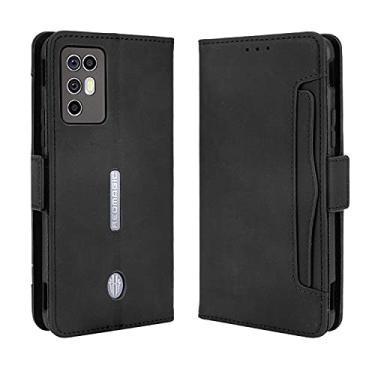 Imagem de Capa para ZTE Nubia Red Magic 6R, capa carteira de couro flip à prova de choque com suporte para cartão para ZTE Nubia Red Magic 6R (preto)