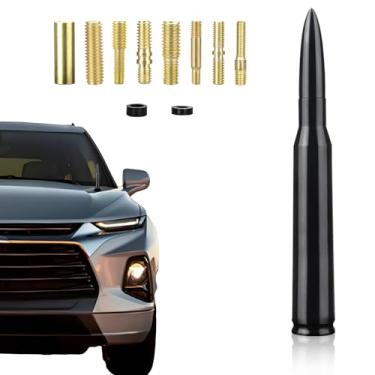 Imagem de Antena bala de carro, caminhão, 50 cal, acessórios de caminhão, substituição universal para GMC Sierra 1500 Chevy Dodge Ram Silverado 1500 2500 3500 Ford F150 F250 F350 decoração de caminhão (preto)