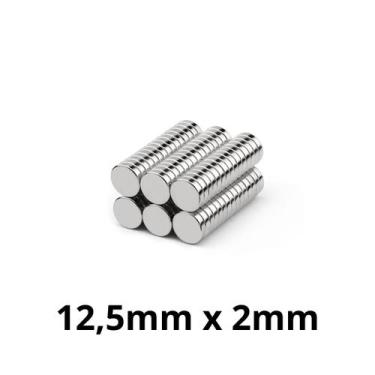 Imagem de Kit 200 Imã Neodímio Disco Magnético N35 12,5 x 2 mm Super Forte Poten