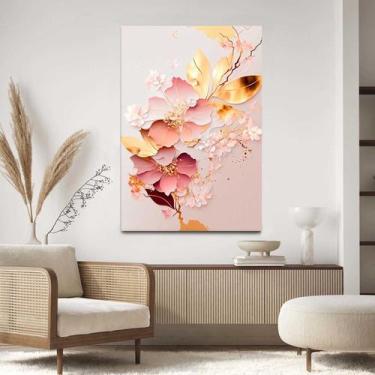 Imagem de Quadro Decorativo Para Sala Quarto  Hall Tela vertical Grande Rosê Abs