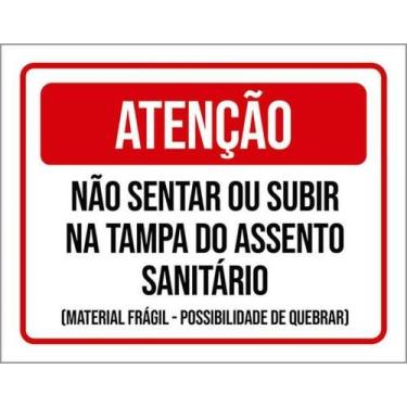 Imagem de Kit 3 Placas Não Sentar Subir Tampa Assento Sanitário - Sinalizo