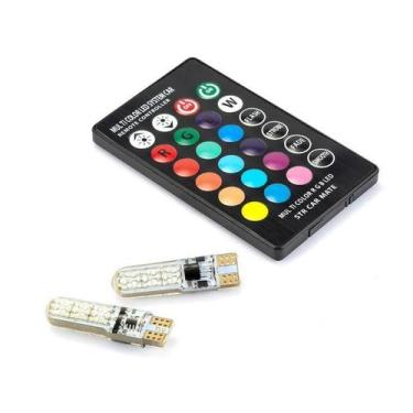 Imagem de Kit 2 Lâmpada Pingão Led Rgb 16 Cores Controle Pingo T10 - Ntv