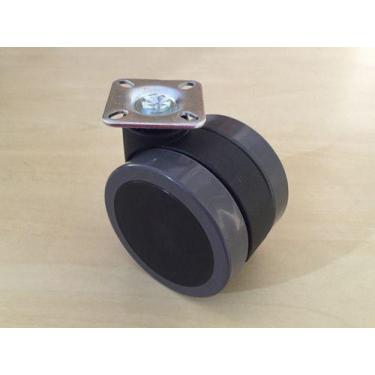 Imagem de Kit 6 Rodizio Roda 65mm Pu Base Chapa Placa Girat. 38mm Sq65 - ABCMAIO