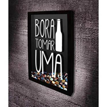 Imagem de Quadro Porta Tampinhas  Bora tomar uma  - Quadro Novo, Preto, 26x36