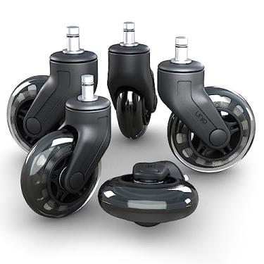 Imagem de Rodas para cadeira de escritório Rollerblade (conjunto com 5) – Conjunto de substituição de rodas giratórias tradicionais – Substituto perfeito para tapete de cadeira de escritório para piso de madeira – Rolos suavemente e silenciosamente