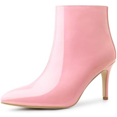 Imagem de Allegra K Botas femininas de salto alto e salto agulha de bico fino, Rosa bebê, 36