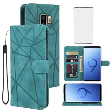 Imagem de Tothedu Capa carteira para Galaxy S9+/Samsung S9 Plus SM-G965U com protetor de tela de vidro temperado, suporte de couro para cartão de crédito, alça de pulso, capa para celular para Samsung Galaxy S9