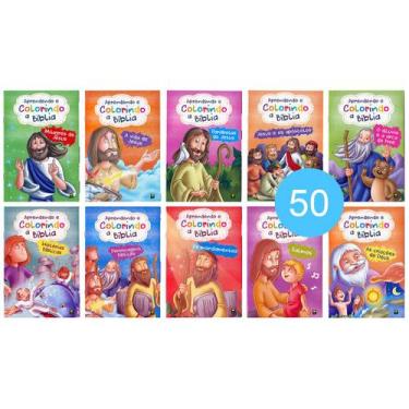 Imagem de Kit 50 Livrinhos De Color A Bíblia Lembrancinha De Aniversário Saco Su