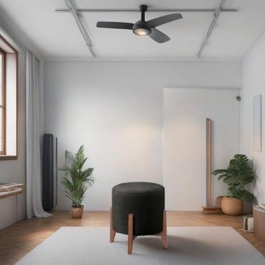 Imagem de Puff Estofado Decorativo Para Sala Redondo Madrid Corino Preto