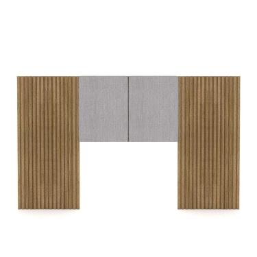Imagem de Cabeceira Painel Solteiro Ripado Nature E Linho Cinza Sevilha 203 Cm - Pallazio