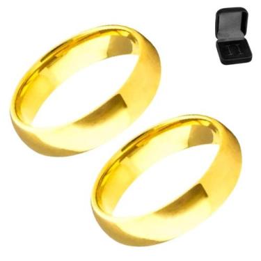 Imagem de Par Alianças Ouro 6mm Banhada 18k Abaulada Anatomica Tradicional Noivo