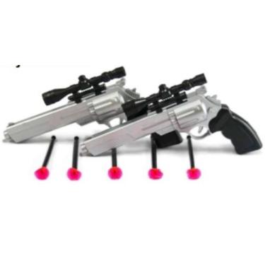 Imagem de Brinquedo arminha lança dardos cromada - JR