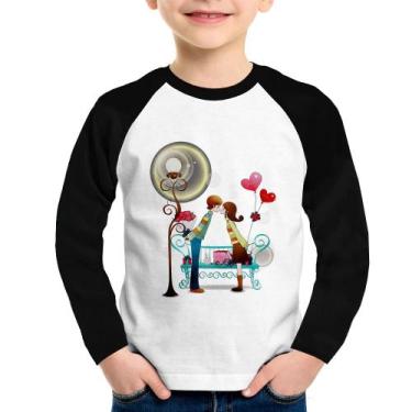 Imagem de Camiseta Raglan Infantil Casal Namorados Beijando Manga Longa - Foca n