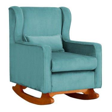 Imagem de Poltrona Decorativa Aurora Balanço Vovo Veludo Turquesa - FM - Fina Mo