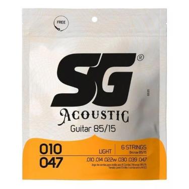 Imagem de Jogo Cordas Violão Aço Bronze Tensão leve 010-047 - SG - SG Strings