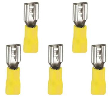 Imagem de Kit 5 Terminal Fêmea Eletrico Pré-isolado Fios 4mm A 6mm Amarelo Condu