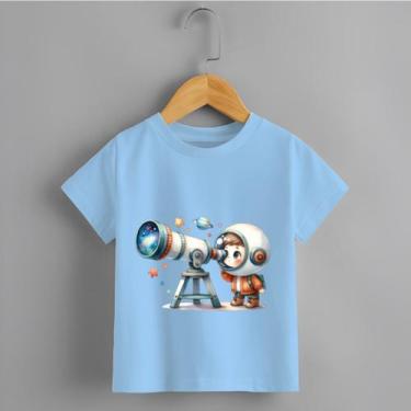Imagem de Camiseta Infantil Menino Blusa Astronauta e telescópio 100% Algodão - 