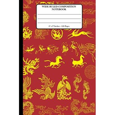 Imagem de Wide Ruled Composition Notebook 6" x 9". 120 Pages.: Book Cover With Beautiful Chinese Vector Elements Asian Chinese Art Background Pattern.