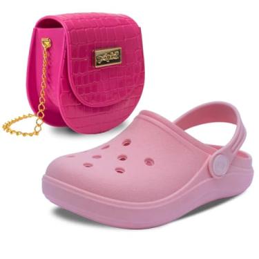 Imagem de Kit Bolsa e Sandalia Babuche Chinelo Moda Infantil Feminina Menina Macio Leve K26 (Rosa, BR, Criança de 1 a 3 anos, Numérico, 20)
