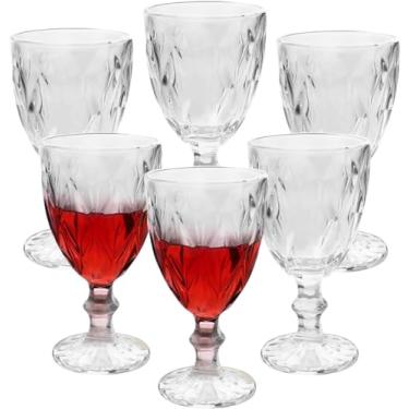 Imagem de Jogo de 6 Taças de Vidro Diamante 340ML Transparente Água Vinho Resistentes e Elegantes para Água e Vinho Diamond