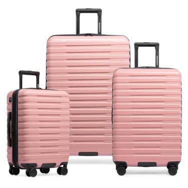 Imagem de U.S. Traveler Mala de Viagem Robusta de Policarbonato com 8 Rodas Giratrias, Ala de Alumnio, Rosa, Checked-Large 30-Inch