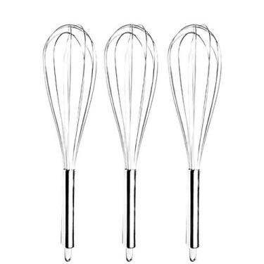 Imagem de Kit 3un Fouet Batedor Manual Ideal Para Ovos Clara Massas Bolo Confeit
