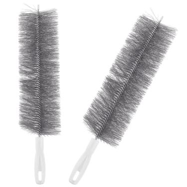 Imagem de CREATCABIN 2 peças de escova de limpeza de ventilador flexível escova de poeira cinza nylon multifuncional reutilizável lavável dobrável cabeça de microfibra coletor de poeira espanador para
