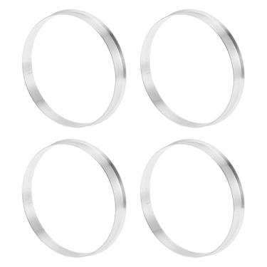 Imagem de INFINAUTO Anéis centralizados no cubo da roda do carro OD 71,1 mm para ID 69,1 mm eixo central de rodas amortecedores Hubrings liga de alumínio tom prata durável
