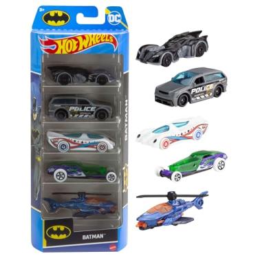 Imagem de Hot Wheels Batman Pack de 5 carros de brinquedo em escala 1:64 com tema DC Super Hero, + 3 anos (Mattel HXD61)