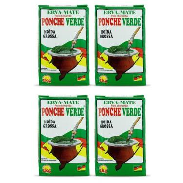 Imagem de 4 Erva Mate Chimarrão PONCHE VERDE MOÍDA GROSSA Gaúcho 1kg