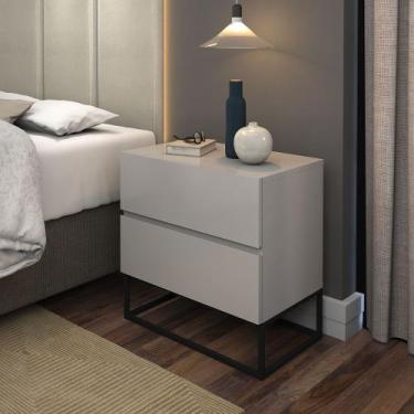 Imagem de Mesa de Cabeceira Eros 45 Estilo Industrial 2 Gavetas Base Preta - LCN