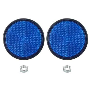 Imagem de PATIKIL Refletores traseiros redondos, 2 peças refletor de aviso refletor de segurança plástico universal para motocicleta com suporte de parafuso M6 para carro, motocicleta, reboque, bicicleta