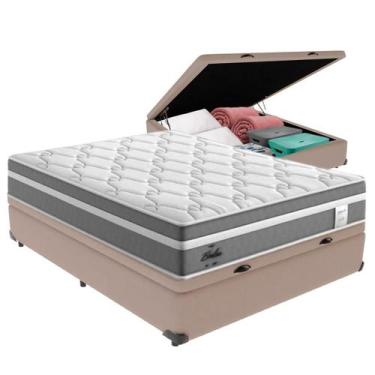 Imagem de Cama Box Baú Casal Bege + Colchão Berlim Molas Ensacadas Probel