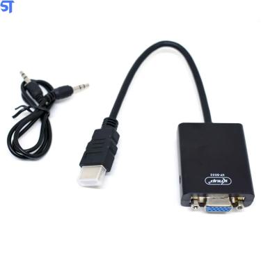 Imagem de Mini Adaptador Conversor Hdmi Para Vga Com Saída De Áudio Preto Knup KP-5032
