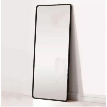 Imagem de Espelho Retangular Moldura Em Alumínio 170cm X 60cm E14 Grande Corpo Inteiro Preto