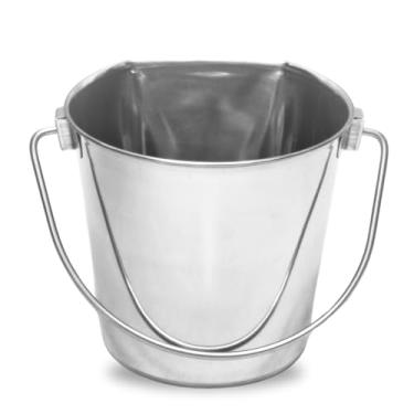 Imagem de AASPIRE PETS Balde lateral plano de aço inoxidável resistente de 6 litros - Balde durável de comida e água para cães, gatos, canis, gaiolas e caixas de lixo - Baldes multiuso agradáveis e sem bagunça