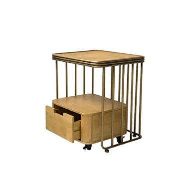 Imagem de Mesa de cabeceira retrô removível pequeno armário lateral clássico simples com rodas armário de armazenamento para sala de estar sala de chá mesa de estudo mesa lateral