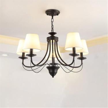 Imagem de OUFULA Candelabro Simples Americano LED Personalidade Criatividade Sala de Estar Restaurante Quarto Estudo Villa Hotel Café Bar Clothing Store Lâmpada Pendente (B Preto B 5 luzes)