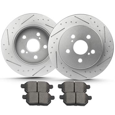 Imagem de ECCPP 55159 D1354 2 discos de freio traseiros + 4 pastilhas aptas para Pontiac para Vibe 2009-2010, para Toyota para Corolla 2009-2022, para Toyota para Matrix 2009-2014, para Toyota para Prius AWD-e