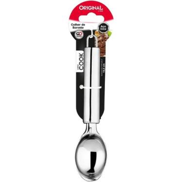 Imagem de 2 Colheres De Pegar Sorvete Bola Inox Profissional  Pegador Concha Aça