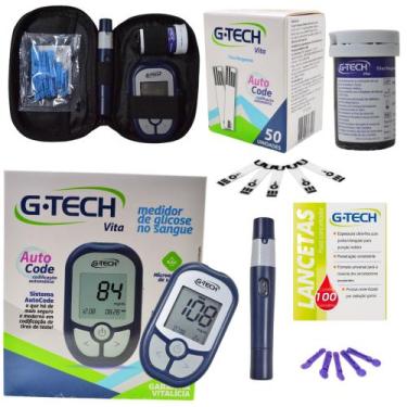 Imagem de Kit Medidor Gtech Glicose 60 Tiras Glicemia + 110 Lancetas - Love Saud