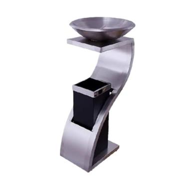 Imagem de Lixeira para Área Externa Coluna de extinção de incêndio de aço inoxidável ao ar livre, área de fumo comercial vertical coleta de ponta de cigarro escaninho de lixo Lixeira para Área Externa(Silver)