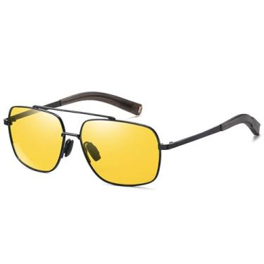 Imagem de Óculos de sol de metal com armação masculina, óculos de sol fashion, filme de visão noturna